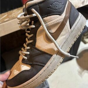 Brown and Cream High-Top Sneakers